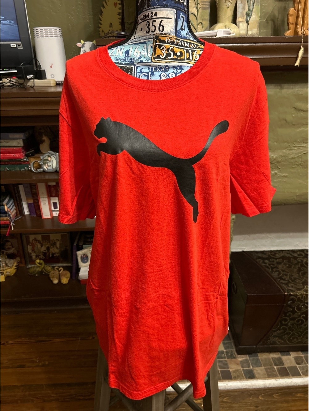 Puma Red T-Shirt with Black Puma Logo, Size XL